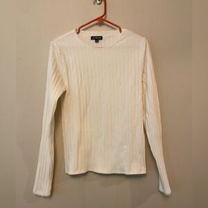 J.Crew Women's cream Pointelle Ribbed Long-Sleeve Top